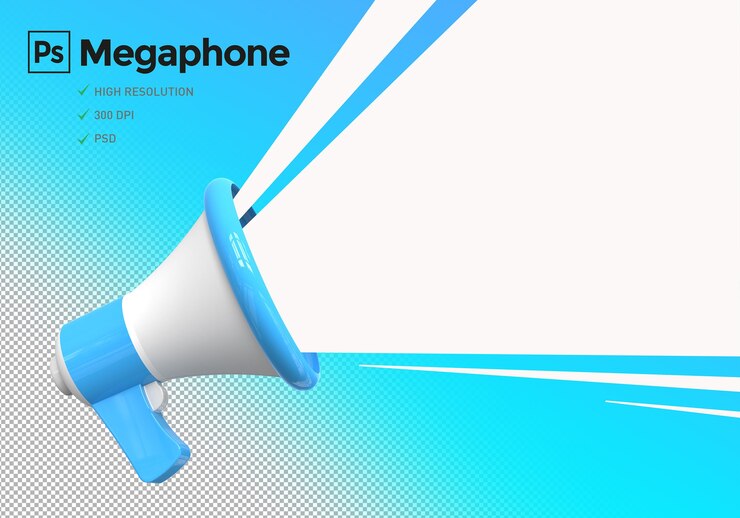 PSD megaphone for advertising designs mockup