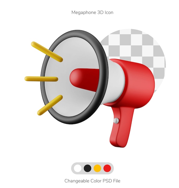 PSD megaphone big sale reminder psd changeable color 3d icon illustration isolated