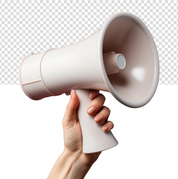 PSD megaphone in hand on transparent background