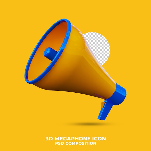 Megaphone icon 3d render isolated