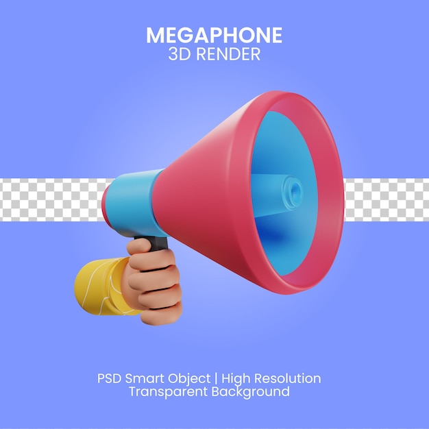 Megaphone icon 3d render isolated