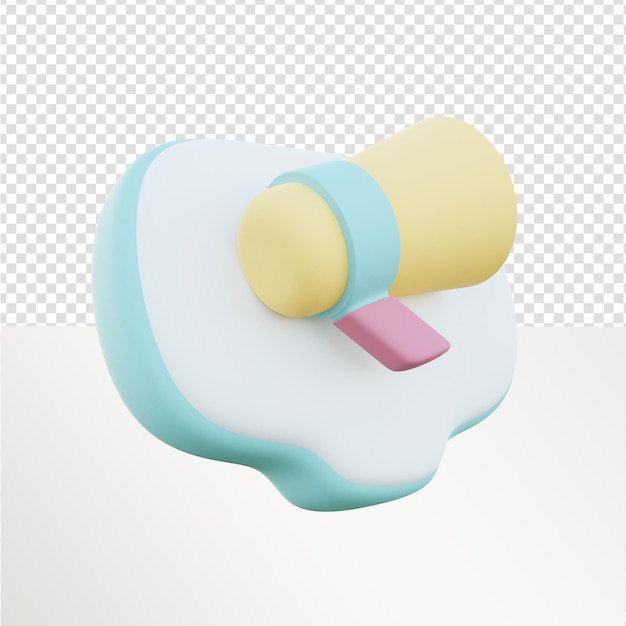 Megaphone icon on cute bubble chat 3d rendering