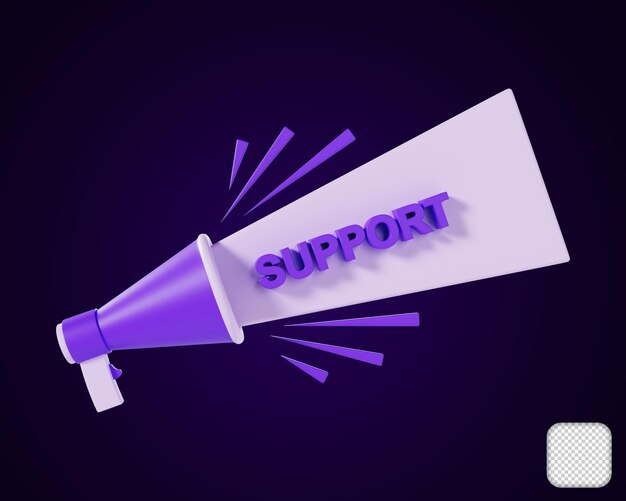 PSD Значок мегафона word support 3d иллюстрация