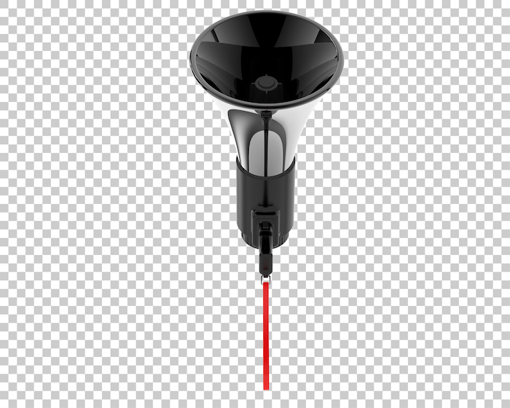 PSD megaphone isolated on background 3d rendering illustration