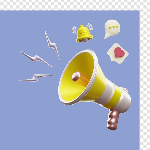 메가폰 마케팅 아이콘 3D 일러스트레이션