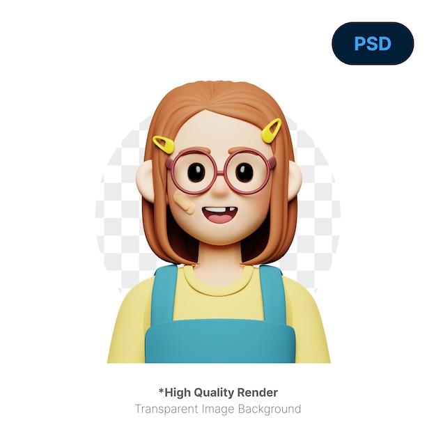 Meisje 3D Karakter Premium Psd