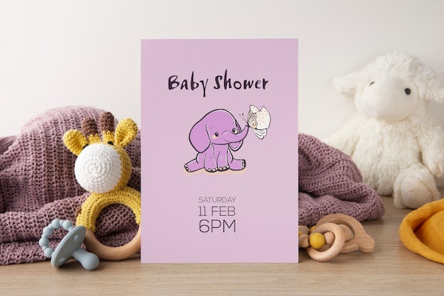 PSD meisje baby shower uitnodiging mockup