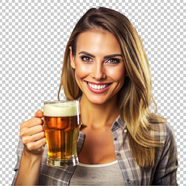 PSD meisje met een beker bier in haar handen.