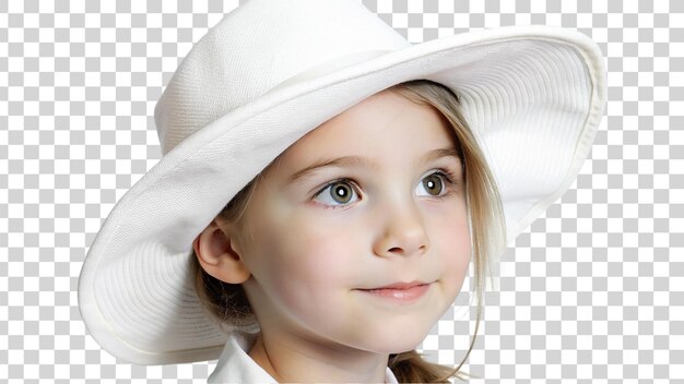 Meisje met witte hoed geïsoleerd op transparante achtergrond