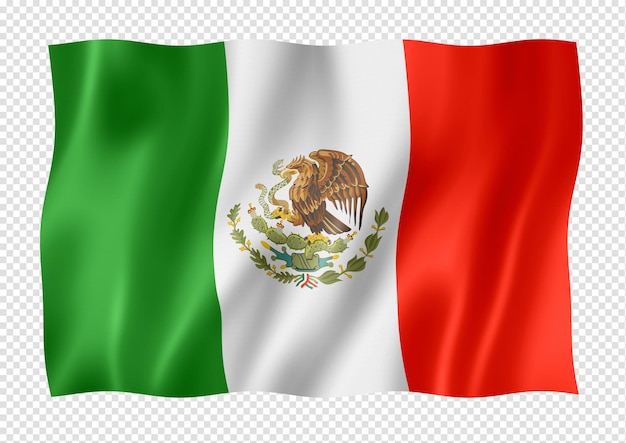 PSD meksykańska flaga odizolowana na białym sztandarze