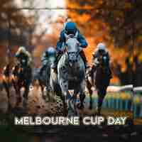 PSD melbourne cup day and horse sport riding for social media post design