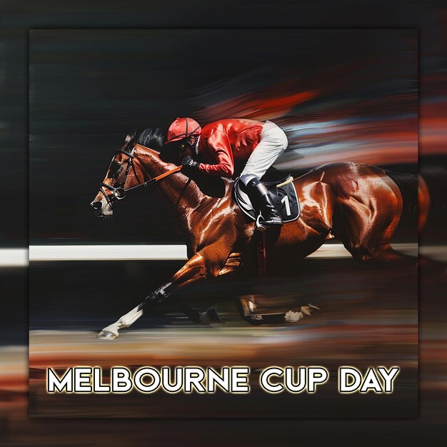 Melbourne cup day and horse sport riding for social media post design