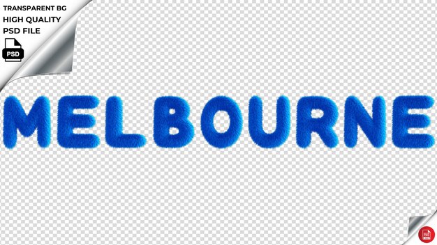 PSD melbourne typography blue fluffy text psd transparent