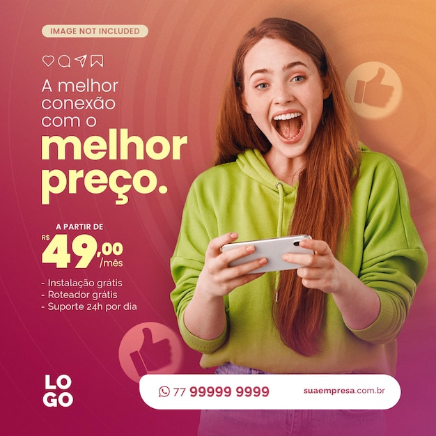 Turbo Fibra Campanha Provedor de Internet Social Media PSD