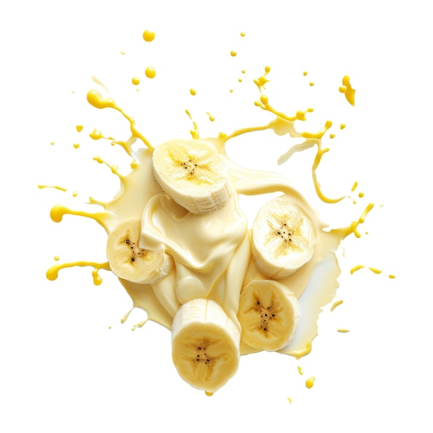 PSD melk of yoghurt splash met vers gesneden banaan