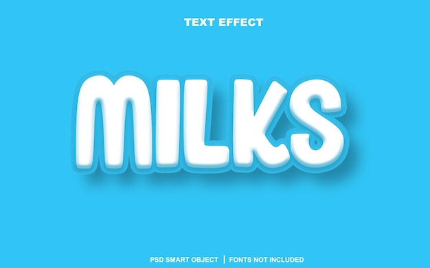Melk teksteffect. bewerkbare tekst slim object