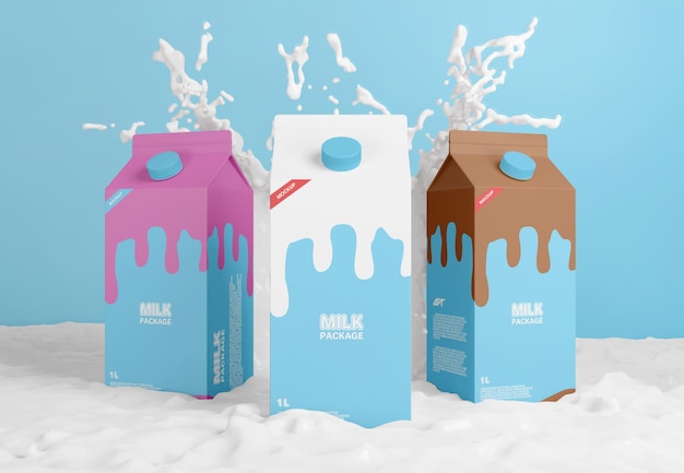 Melkpak met splash mockup