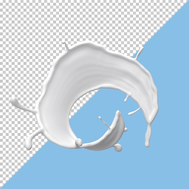 Melkplons geïsoleerde pakvloeistof of yoghurtplons Inclusief uitknippad 3d illustratie