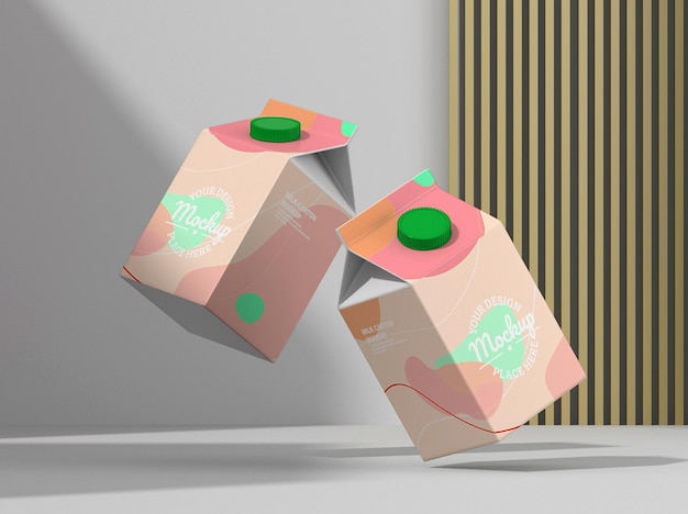 Melkverpakking mockup ontwerp