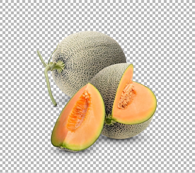 Melon kantaloupowy izolowany na białym tle