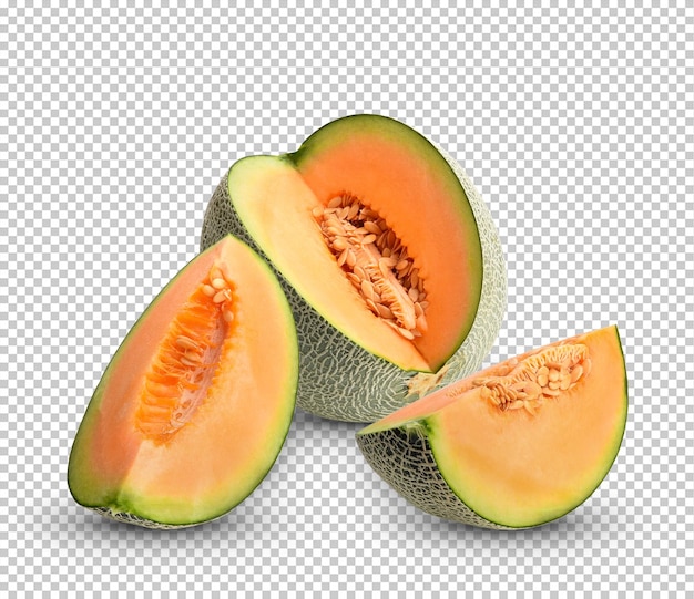 Melon kantaloupowy izolowany na białym tle