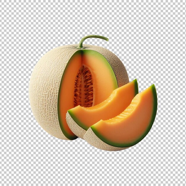 Melon Watermelon slice on transparent background Ai generative