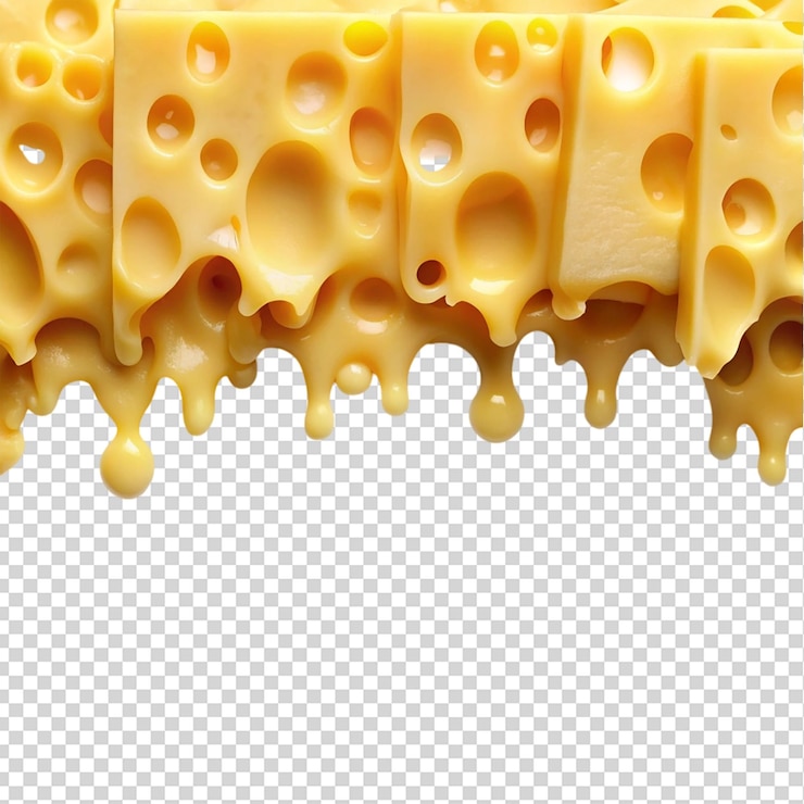 PSD melted cheese border isolated on transparent background
