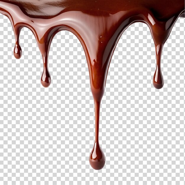 Melted chocolate dripping on transparent background