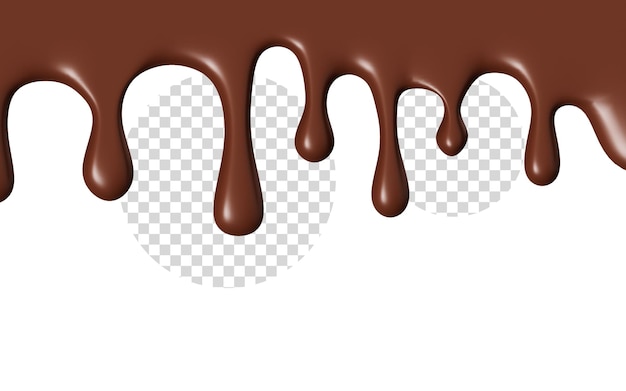 PSD illustrazione di rendering 3d isolata al cioccolato fuso