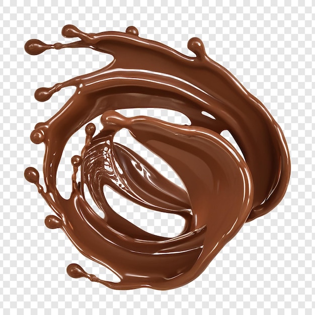 PSD 녹은 초콜릿은 투명한 배경에 분리되어 있습니다.
