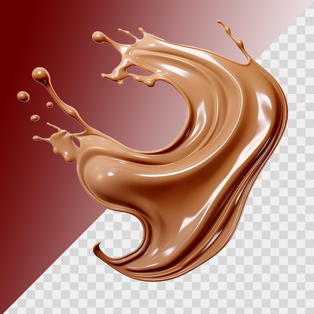 Melted chocolate splash isolated on transparent background