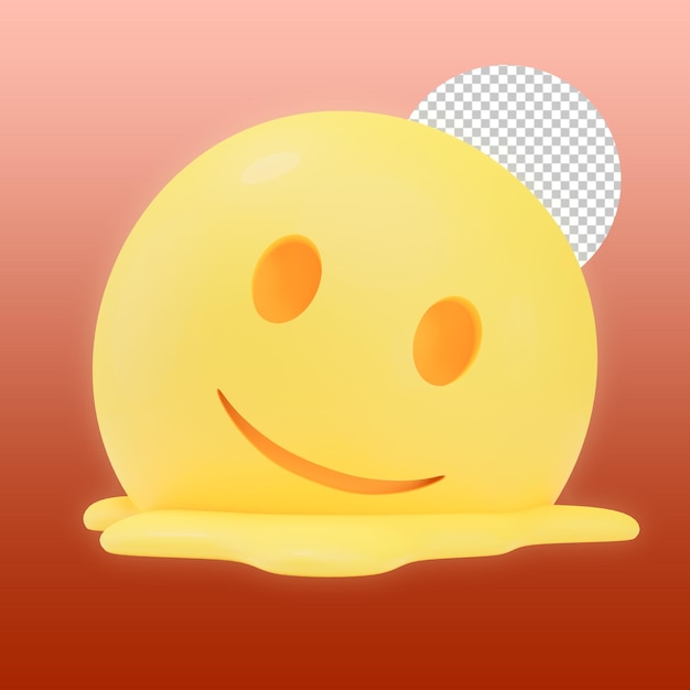 Melted face emoticon 3d illustration