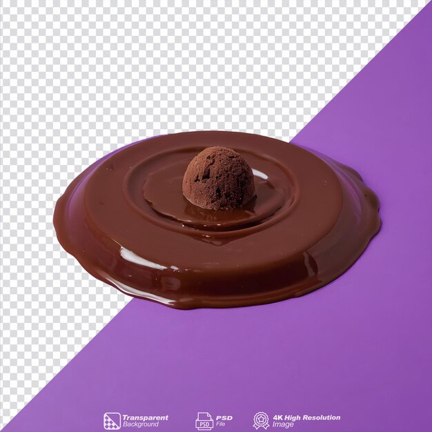 Melting chocolate poured on candies over transparent background isolated