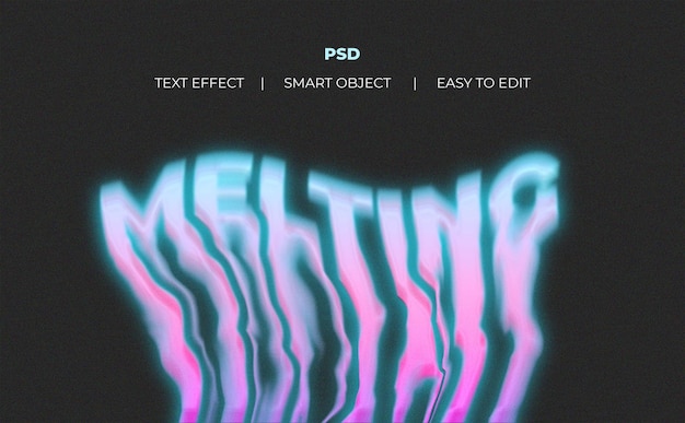 Melting glitch editable text effect print template