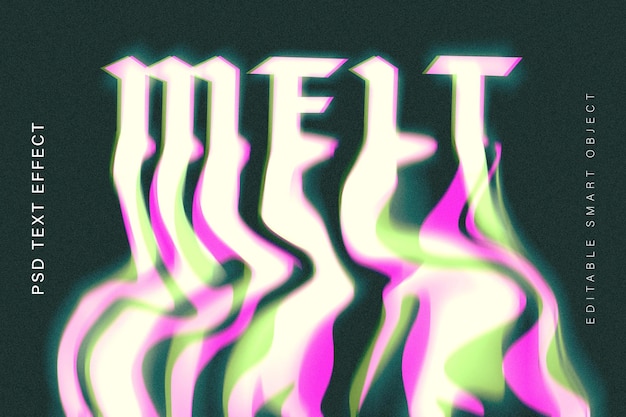 Melting glitch psd text effect