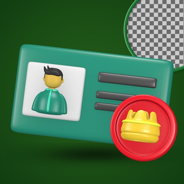 Membership card 3d cute shop customer icon for social media post