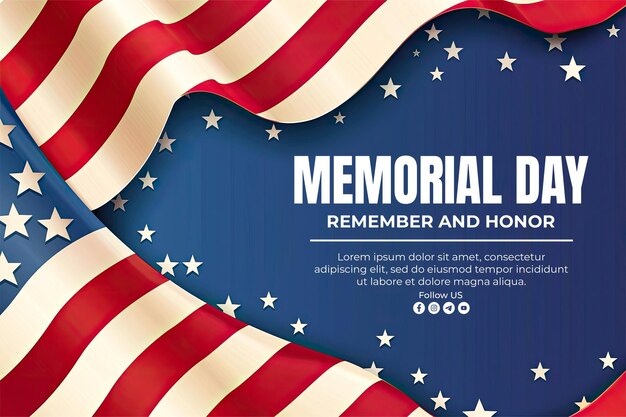 PSD memorial day banner templat and media social post