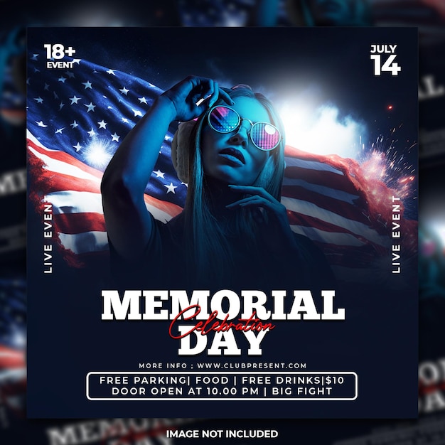 PSD memorial day celebration flyer template