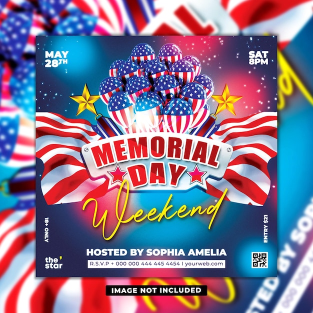 PSD memorial day club dj night party flyer psd template designs