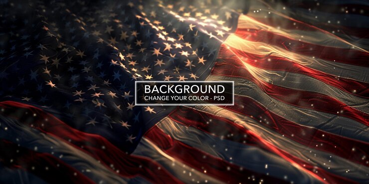 PSD memorial day concept american flag decoration with stars on the background