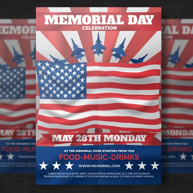 Memorial day flyer-sjabloon