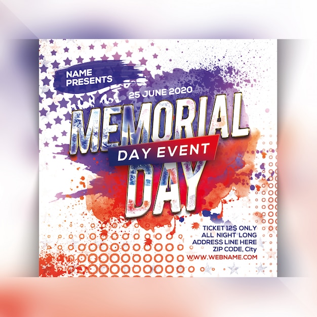 Memorial day flyer-sjabloon