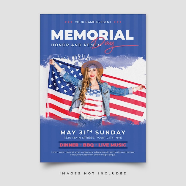 PSD memorial day flyer template