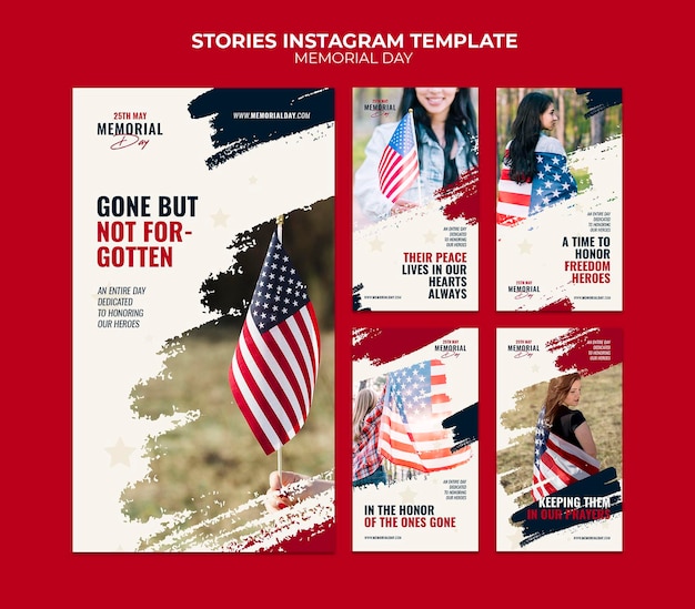 PSD modelli di storie instagram per il memorial day