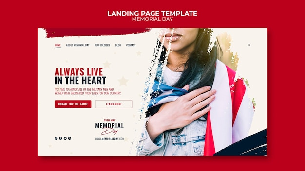 PSD memorial day landing page template