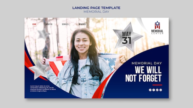 PSD memorial day landing page template