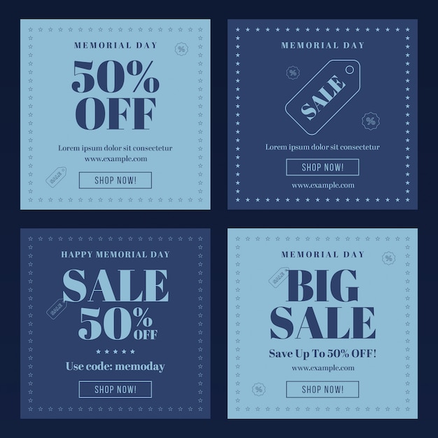 PSD memorial day sale minimal banner set