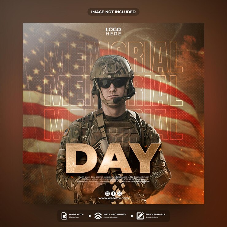 memorial day social media post template design