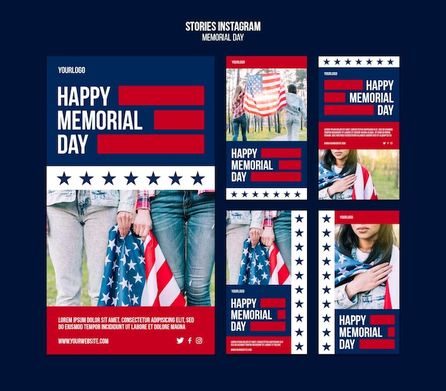 PSD storie sui social media del memorial day