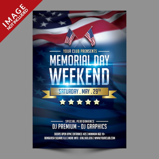 Memorial day weekend flyer template